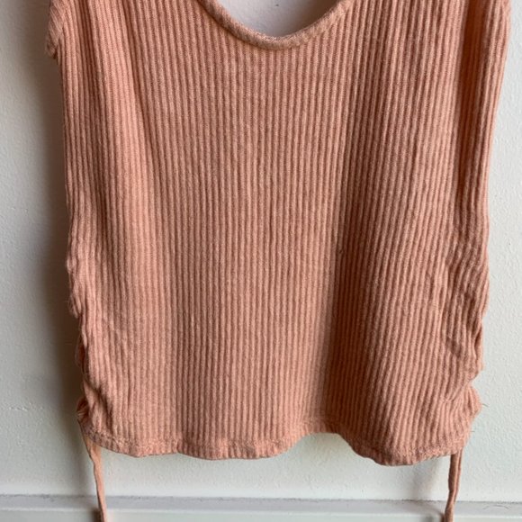 Urban Outfitters Peach Ribbed Lace Up Side Cropped Tank Top - Picture 7 of 8